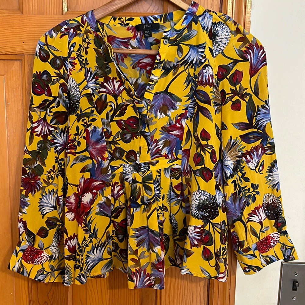Yellow flower blouse-  J.Crew - Size: XSP